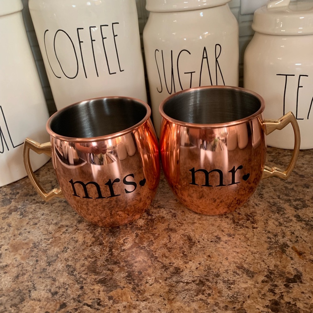 Mr and Mrs Moscow Mule Copper Mug Set
